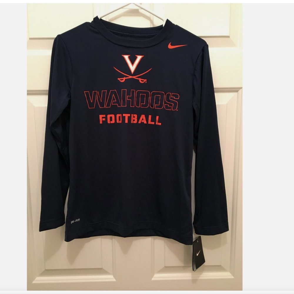 NWT Virginia UVA Cavaliers Nike Football L/S Blue T-Shirt Youth Large